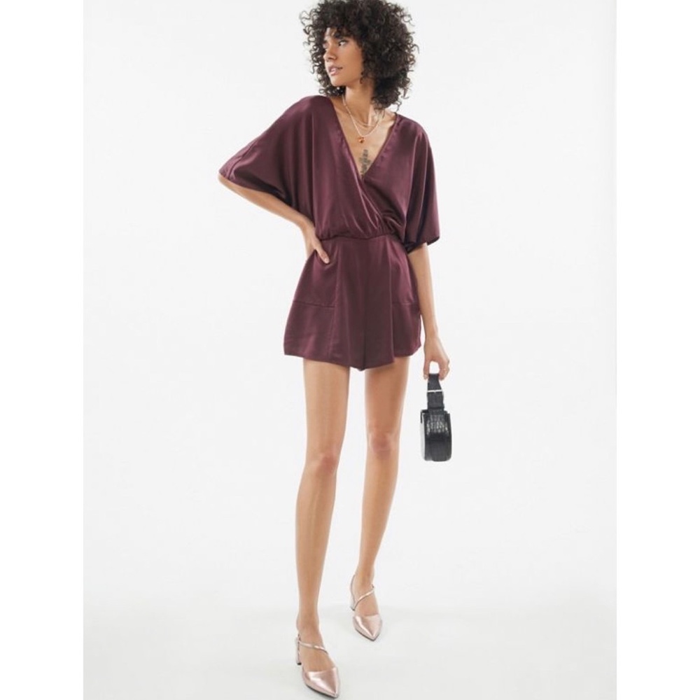 Urban Outfitters Satin Surplice Romper